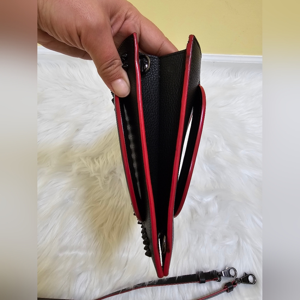 Christian Louboutin Handbag Trick Track Small Spike Studs Black Clutch 3way Bag - Picture 10 of 17